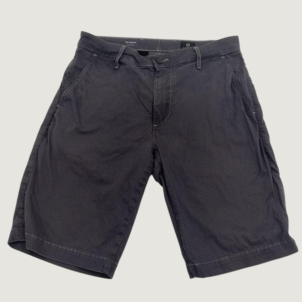 AG Adriano Goldschmied The Griffin Relaxed Shorts Grey‎ Micro Grid Mens 32R